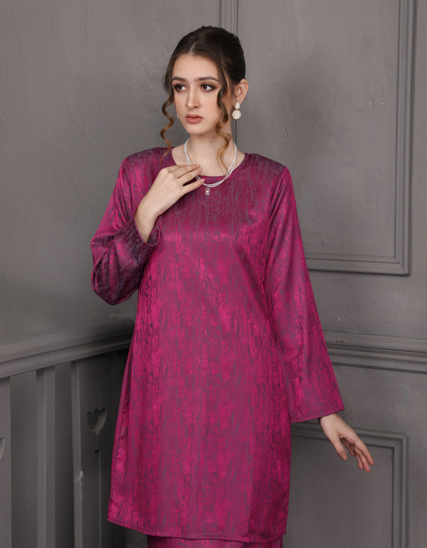 BAJU KURUNG PAHANG MODEN GENEVIE (MAGENTA)